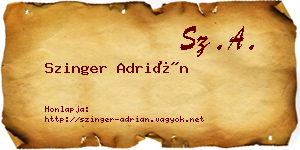 Szinger Adrián névjegykártya