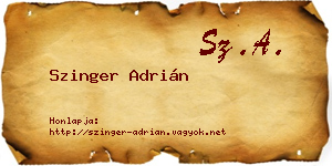 Szinger Adrián névjegykártya